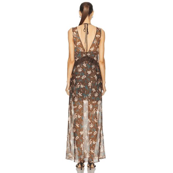 NWT SIR. Avellino Lace Layered Silk Chiffon Sleeveless Maxi Dress Sz 0 $560 - Picture 2 of 12